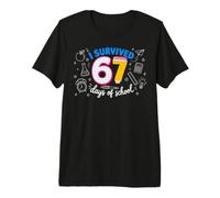 I Survived 67 Days of School Funny Meme Teacher Student Fun Maglietta Premium