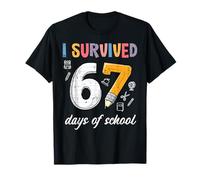 I Survived 67 Days School 100 100th Day Meme Ragazzi Ragazze Bambini Maglietta