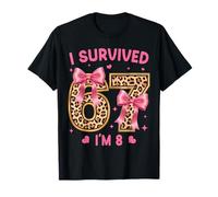 I Survived 67 Now Im 8 Anni Ragazze 8th Birthday Leopard Maglietta