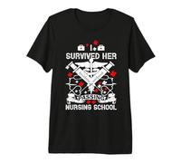 I Survived Her Passing Nursing School Funny Nurse Maglietta Premium