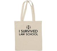 I Survived Law School Funny Lawyer Graphic Natural Cotton Tote Bag Bianco