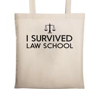 I Survived Law School Funny Lawyer Graphic Natural Ecological Cotton Tote Bag Beige