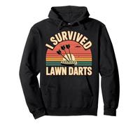 I Survived Lawn Darts Classic Yard Nostalgia Game Fun |- Felpa con Cappuccio