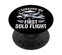 I Survived My First Solo Flight Aviazione PopSockets PopGrip Adesivo