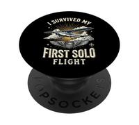 I Survived My First Solo Flight Aviazione PopSockets PopGrip Adesivo