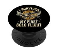 I Survived My First Solo Flight Aviazione PopSockets PopGrip Adesivo