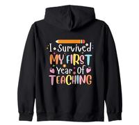 I Survived My First Year of Teaching Teacher Graduation Felpa con Cappuccio