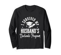 I Survived My Husband's Doctor Program Retro Funny PhD Maglia a Manica