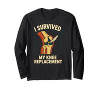 I Survived My Knee Replacement Fun Mens Chirurgia Paziente Maglia a Manica
