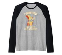 I Survived My Knee Replacement Fun Mens Chirurgia Paziente Maglia con Maniche Raglan