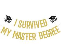 I Survived My Master Degree Banner, Congrats Master Graduation Party Decor, Class of 2025 Mastered It Party Supplies Oro Nero Glitter su entrambi i lati