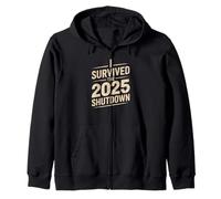 I Survived The 2025 Shutdown Citazione Politica Divertente Felpa con Cappuccio