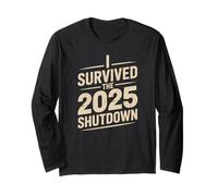 I Survived The 2025 Shutdown Citazione Politica Divertente Maglia a Manica