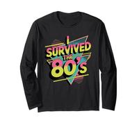 I Survived The 80s Retro Anni '80 Nostalgia Art Design Vintage Maglia a Manica