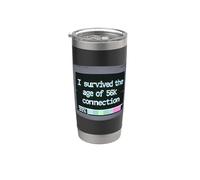 I Survived The Age of 56k Connection: Funny Dial-Up PC Humor Bicchiere termico in acciaio inox doppia parete