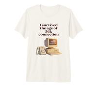 I Survived The Age of 56k Connection: Funny Dial-Up PC Humor Maglietta Premium