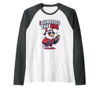 I Survived The BBQ Humor Divertente Bald Eagle Amante Maglia con Maniche Raglan