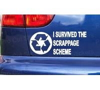 I Survived The Scrappage Schema Divertente Custom Car Paraurti Adesivi Rust Topo