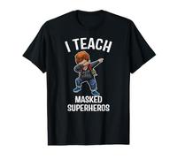 I Teach Masked Superheroes Virtual Teaching Learning Teacher Maglietta con Stampa Grafica Economica