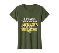 I Teach The Cutest Bees in The Beehive Api Scuola Maglietta, Donna, Oliva, 3XL