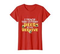 I Teach The Cutest Bees in The Beehive Api Scuola Maglietta, Donna, Rosso, L