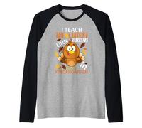 I Teach The Cutest Little Turkeys in Kindergarten Thankful Maglia con Maniche Raglan