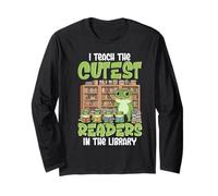 I Teach The Cutest Readers in The Library Frog Pun Maglia a Manica