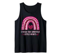 I Teach The Sweetest Little Hearts Rainbow Leopard Print Canotta