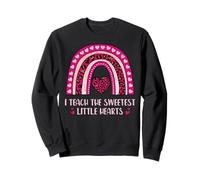 I Teach The Sweetest Little Hearts Rainbow Leopard Print Felpa