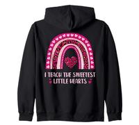 I Teach The Sweetest Little Hearts Rainbow Leopard Print Felpa con Cappuccio