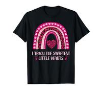 I Teach The Sweetest Little Hearts Rainbow Leopard Print Maglietta