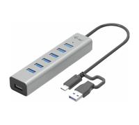 i-tec Hub USB-C a 7 porte - cavo da 30 cm, 7 USB A 3.2 Gen1 con supporto di ricarica rapida BC 1.2 (fino a 7,5 W per connettore)