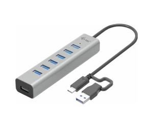 i-tec Hub USB-C a 7 porte - cavo da 30 cm, 7 USB A 3.2 Gen1 con supporto di ricarica rapida BC 1.2 (fino a 7,5 W per connettore)