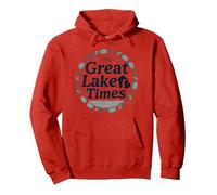 I Tempi del Grande Lago: Nostalgia costiera Felpa con Cappuccio, Unisex per Adulti, Rosso, L
