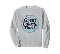 I Tempi del Grande Lago: Nostalgia costiera Felpa, Unisex per Adulti, Grigio Melange, S