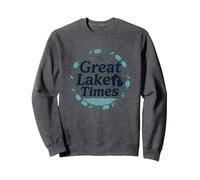 I Tempi del Grande Lago: Nostalgia costiera Felpa, Unisex per Adulti, Grigio Scuro, M