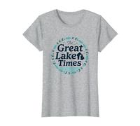 I Tempi del Grande Lago: Nostalgia costiera Maglietta, Donna, Grigio Melange, 3XL