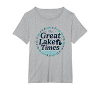 I Tempi del Grande Lago: Nostalgia costiera Maglietta, Donna Plus-Size, Grigio Melange, 1X
