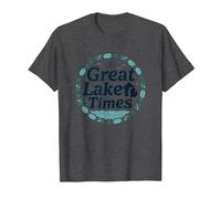 I Tempi del Grande Lago: Nostalgia costiera Maglietta, Uomo, Grigio Scuro, XL