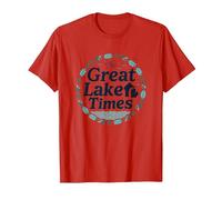 I Tempi del Grande Lago: Nostalgia costiera Maglietta, Uomo, Rosso, 3XL