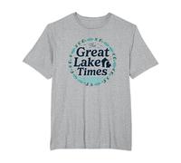 I Tempi del Grande Lago: Nostalgia costiera Maglietta, Uomo Taglie Grandi, Grigio Melange, 4X Tall