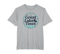 I Tempi del Grande Lago: Nostalgia costiera Maglietta, Uomo Taglie Grandi, Grigio Melange, 6X Tall