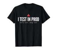 I Test in Prod Prod Programmatore Divertente Coding Developer Tech Devops Maglietta con Stampa Grafica Economica, Uomo, Nero, S