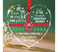 I Think Me Being Your Girlfriend is The Greatest Christmas Ornament 2025, ornamento personalizzato per albero di Natale con nome, ornamenti natalizi personalizzati per anniversario regali per