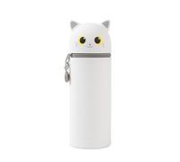 I-TOTAL® - Astuccio in morbido silicone per la scuola, allungabile con forma sagomata (WHITE CAT)