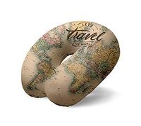 I-TOTAL® - Cuscino da viaggio IN MEMORY FOAM/per collo Morbido per supporto cervicale/divertente (OLD MAP)