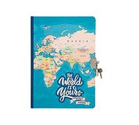 I-TOTAL® - Diario segreto fornito di lucchetto in metallo e due chiavi/Diario segreto con pagine A PUNTINI, Diario per segreti, Carta Bianca (Blue Maps)