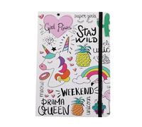 I-TOTAL® - Divertente Notebook A5 / Segnalibro con Chiusura Elastica | Notebook elastico A5, 80 pagine, 200 facciate, PAGINE A PUNTINI (Unicorn)