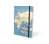 I-TOTAL® - Divertente Notebook A5 / Segnalibro con Chiusura Elastica | Notebook elastico A5, 80 pagine, 200 facciate, PAGINE A PUNTINI (Blue Maps)