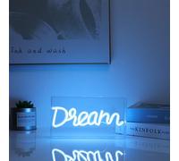 I-TOTAL® - Insegna LED rettangolare con presa usb ideale per camera da letto (DREAM)